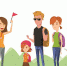 Medium tour vacation with guide cartoon comic illustration isolated on a mountain background a group of tourists listening to the history destination free vector - Центр развития туризма